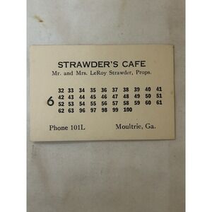 Stawder's Cafe Moultrie GA Georgia Strawder Phone 10L Card